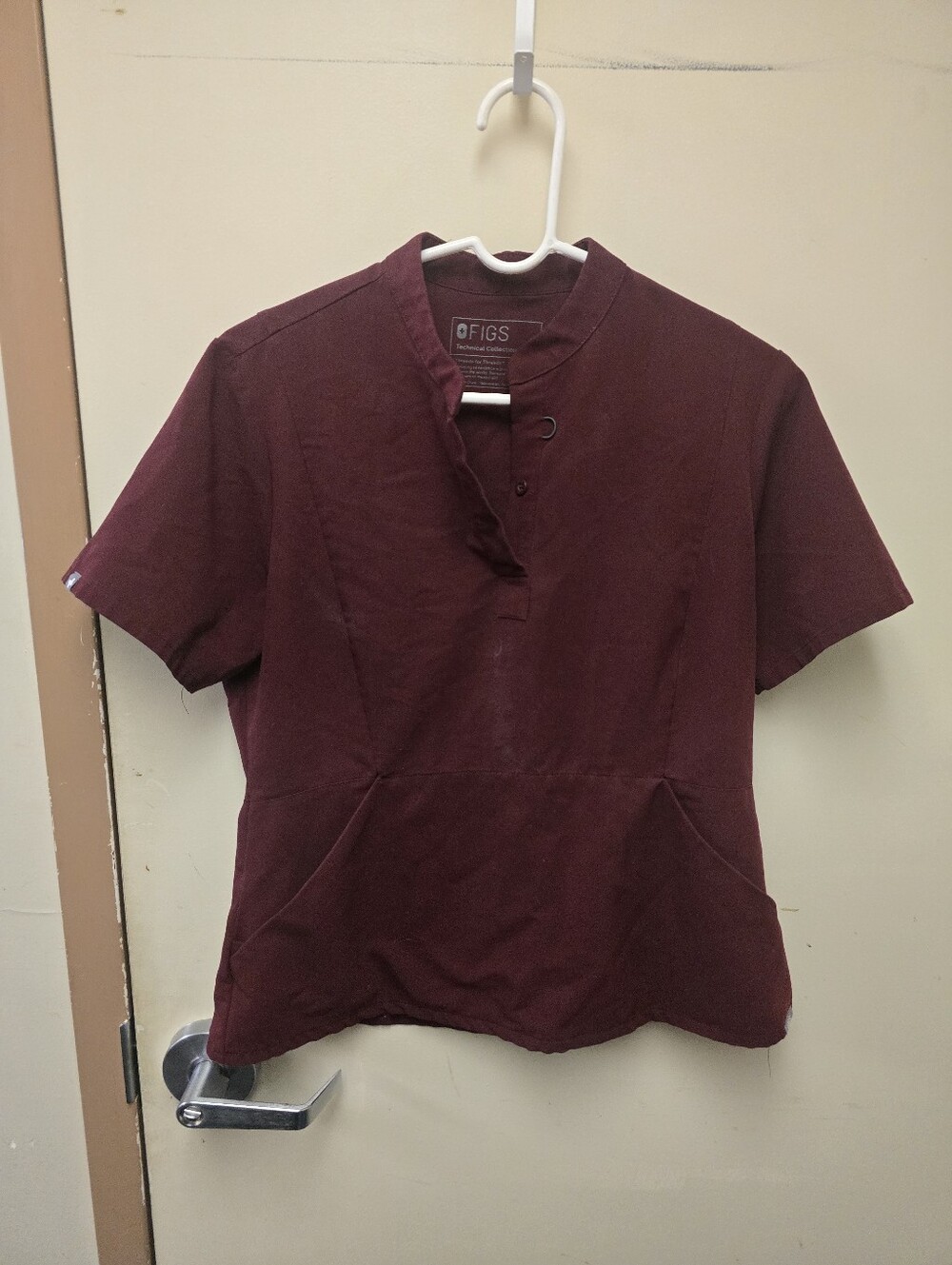FIGS Women's Burgundy Short-Sleeve V-Neck Scrub Top